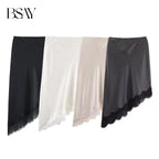 BSAY Lace Asymmetry Satin Texture Skirt Women Fashion Autumn Winter New Solid Chic Female High Waist Elegant Skirts Mujer - Matrix-studios.com