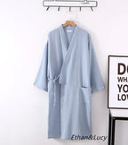 New Spring And Autumn Japanese Kimono Robe Couple Cotton Crepe Bathrobe Men And Women Kimono Robe Robes For Women Sleepwear - Matrix-studios.com
