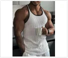 Men's quick drying elastic fitness clothes gym runningslim fit vertical stripessleeveless fashion summer new style - Matrix Studios