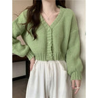 Women sweater cardigans V-neck button up casual knit sweet cardigan coat for woman 2024 Autumn Winter - Matrix Studios