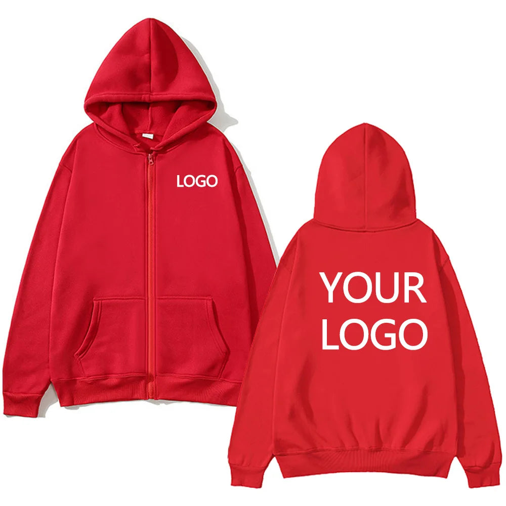 DIY Personalised customised logo, men's street hoodie, zip front sports sweatshirt, women's casual knitted hoodie, couple's gift - Matrix Studios