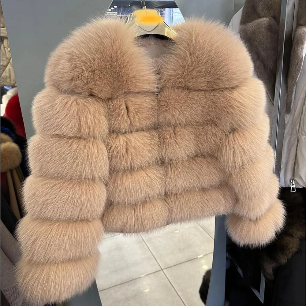 QUEENTINA 50cm Real Fox Fur Coat Women'S New Fashion Winter Furry 2025 Leather And Skin White Clothing Natural New & Jackets - Matrix Studios