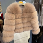 QUEENTINA 50cm Real Fox Fur Coat Women'S New Fashion Winter Furry 2025 Leather And Skin White Clothing Natural New & Jackets - Matrix Studios