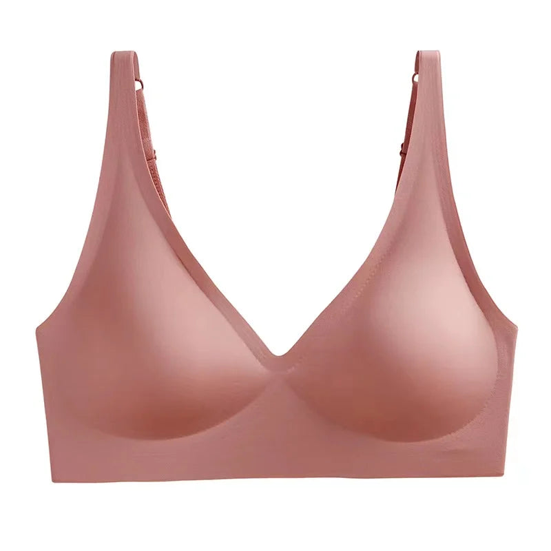 Soft Support Jelly Glue French Deep V Underwear Women's No Steel Ring Small Chest Gathered Comfortable Adjustment Seamless Bra - Matrix Studios