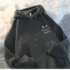 Men's Smiling Face Funny Fashion Couple Hooded Sweater American Heavyweight Loose Thickened Cashmere Boys' Hoodie Pullover Top - Matrix Studios