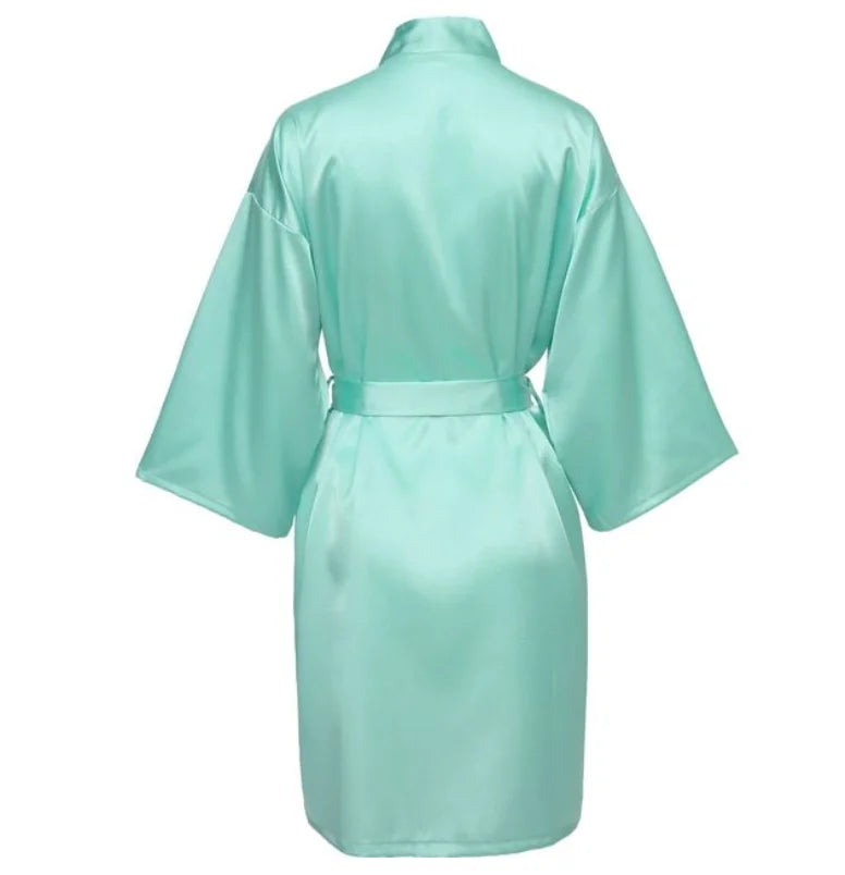 Wedding Party Team Bride Robe With Black Letters Kimono Satin Pajamas Bridesmaid Bathrobe SP2000 - Matrix-studios.com