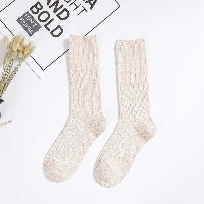 1/3/5 Pairs Women's Ribbed Crew Socks Soft Stretchy Solid Color Slouch Mid-Calf Sock High Quality Elastic Casual Fashion Sox - Matrix Studios