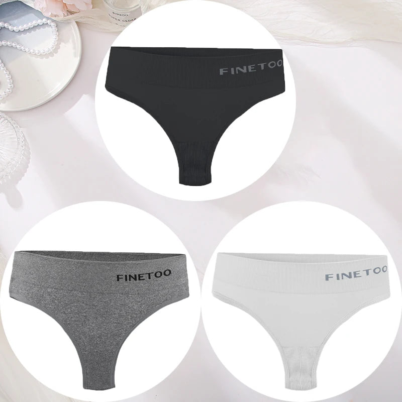 3PCS/Set Women's Panties Sexy Underwear FINETOO Large Size Thong Women Seamless Panties High Waist Girls Thongs M-2XL - Matrix Studios