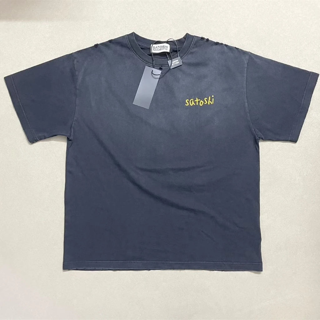 Satoshi Nakamoto Hole Chain Stitch T Shirt Men Women High Quality Tee Tops T-Shirt - Matrix-studios.com