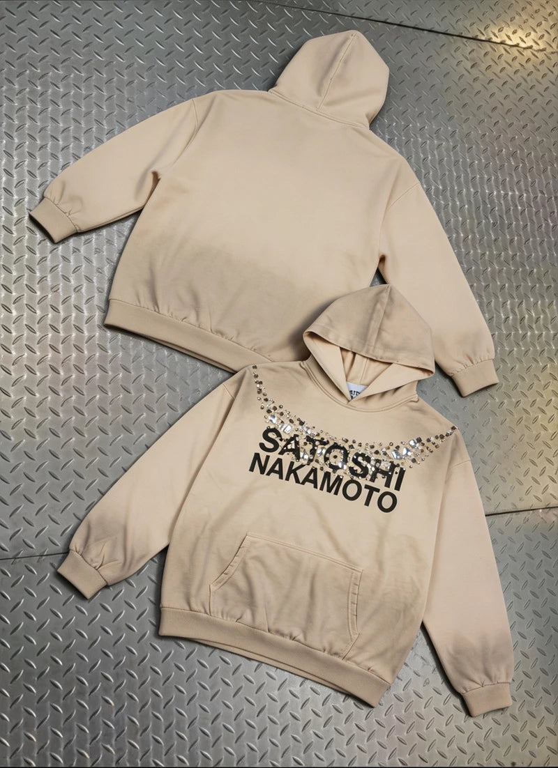 Street Casual SATOSHI Hoodies Pullover Embossed Pattern Embroidery Turtle Shell Design Washed Hooded Men Women Loose Sweatshirts - Matrix-studios.com