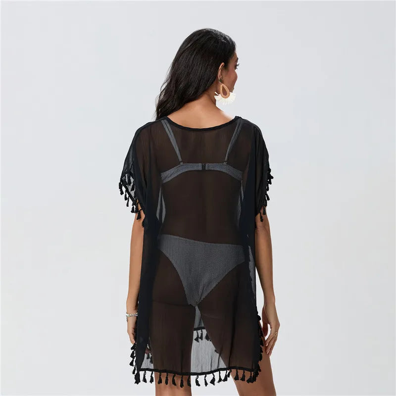 Women Beach Cover Up Lace Hollow Crochet Swimsuit Beach Dress Women 2025 Summer Cover-Ups Bathing Suit Ladies Beach Wear Tunic - Matrix Studios