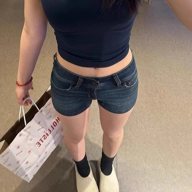 Women's Denim Shorts 2026 Summer Sexy Low-Waisted Skinny Elastic Jean Short Pants Woman Vintage Y2K Streetwear Hot Shorts - Matrix Studios