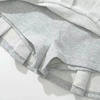 Mooyufon Fabric Y2K Mini Skirt Women Low Waist Wide Pleat Light Grey Sexy Vintage A-line Pleated Skirt Casual Skort Summer - Matrix-studios.com