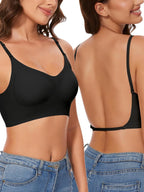 Women Invisible Bra Deep U Plunge Bras Backless Top for Dresses Sexy Lingerie with Transparent Strap Push Up Strapless Underwea - Matrix Studios