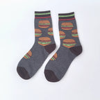 1 Pair Unisex Funny AB Style Tomato Ketchup French Fry Printed Mid-Calf Socks Suit In All Seasons - Matrix Studios