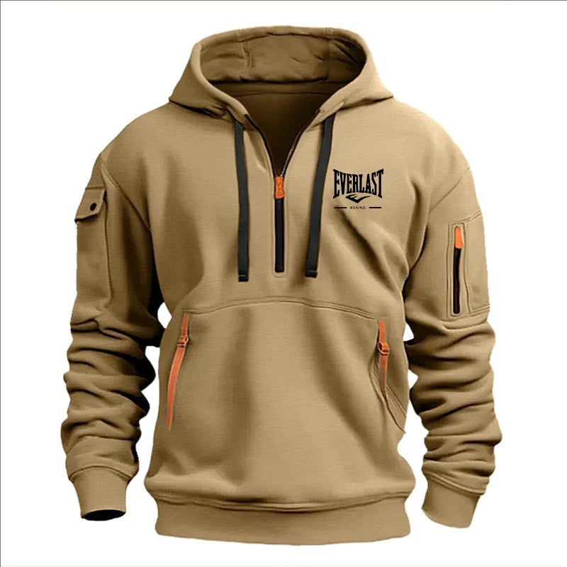 Fashion autumn and winter men's brand clothing multi-zipper design printed hoodie casual sweatshirt loose hooded jumper - Matrix Studios