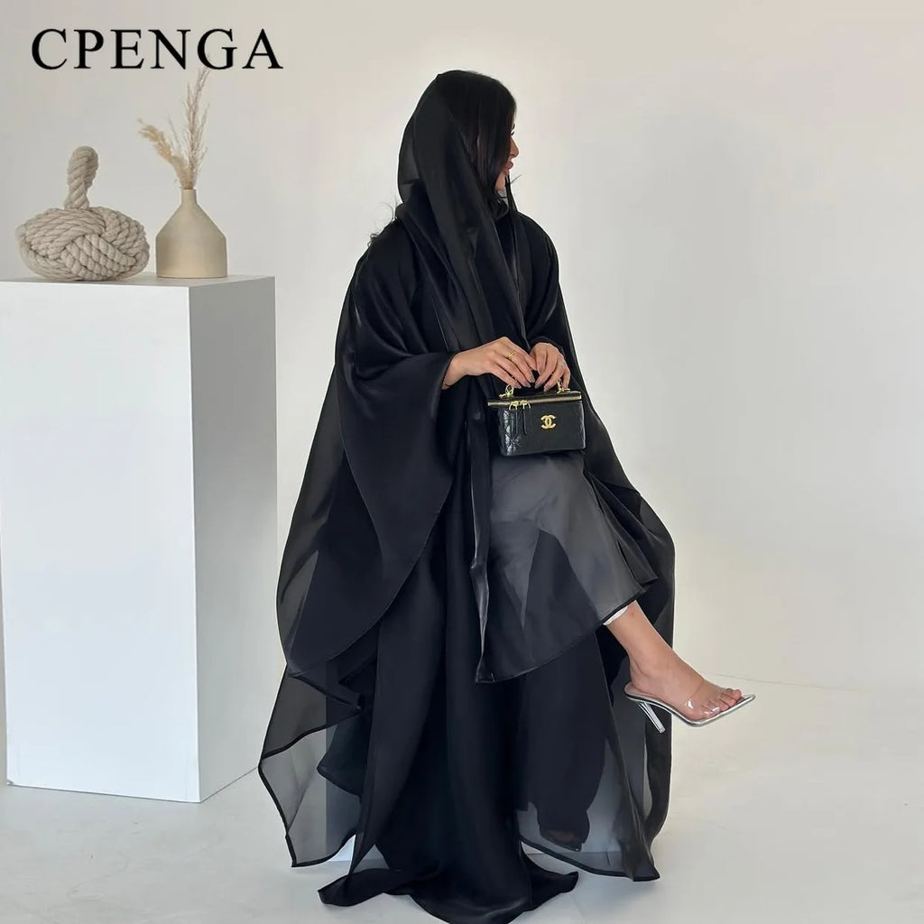 Elegant Arabic Satin Abaya Dress with Hijab Eid Muslim Women Modest Cardigan Islamic Vacation Outfit New in Turkey Kaftan Robe - Matrix-studios.com