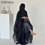 Elegant Arabic Satin Abaya Dress with Hijab Eid Muslim Women Modest Cardigan Islamic Vacation Outfit New in Turkey Kaftan Robe - Matrix-studios.com