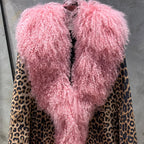 Suede Coat Fur Collar Women Autumn Genuine Sheepskin Coat Long with Mongfolian Fur Trim - Matrix Studios