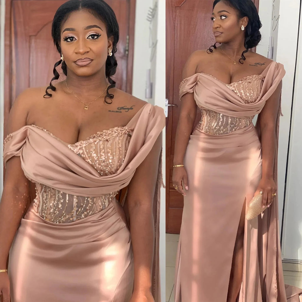Customized Elegant Mermaid Evening dress Satin One-shoulder PROM Party Bridesmaid birthday Dress for Special occasions 2025 - Matrix Studios