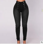 Denim Pencil Pants Women Vintage Jeans High Waist Washed Double Breasted Pockets Basics Ankle Length Trousers 2025 Streetwear - Matrix-studios.com