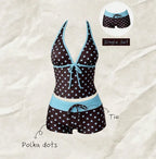 Kawaii Pink Dot Bikini Shorts Bowknot Halter Backless Swimsuit Deep V Swimwear Women's Bikinis and Tankinis Vacation Outfit Sets - Matrix-studios.com