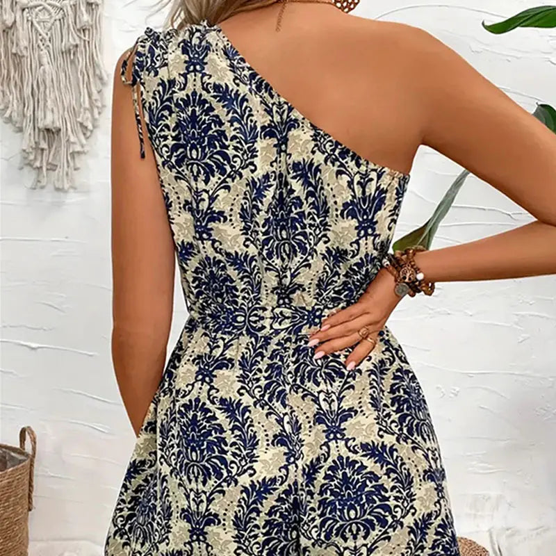 Women's V Neck Short Sleeve Jumpsuit Plant Print bohemian Summer Casual Comfortable Daily Wear for Picnic Parties Outings - Matrix Studios