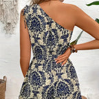 Women's V Neck Short Sleeve Jumpsuit Plant Print bohemian Summer Casual Comfortable Daily Wear for Picnic Parties Outings - Matrix Studios