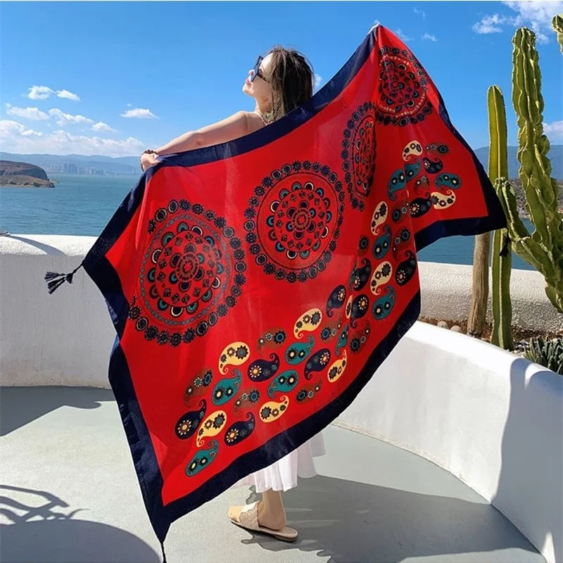 28 Styles 90x180cm Travel Beach Sunscreen Scarve Bikini Large Shawl Sarong Wrap Scarf Women Brazilian Swimsuit Bathing Cover-ups - Matrix Studios