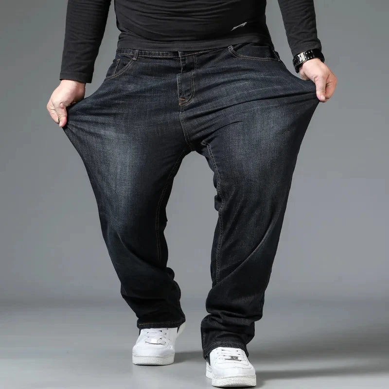 Plus Size Men's Jeans 10XL(160kg) Straight Leg Stretch Denim Pants For 160KG Heavyweight Blue/Black Big & Tall Casual Trousers - Matrix Studios