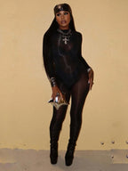 Wmstar Jumpsuits Women Wholesale Sexy Shiny Stockings See Through Tight Smooth Charming One Piece Suit Tight Alluring Fancy Club - Matrix Studios