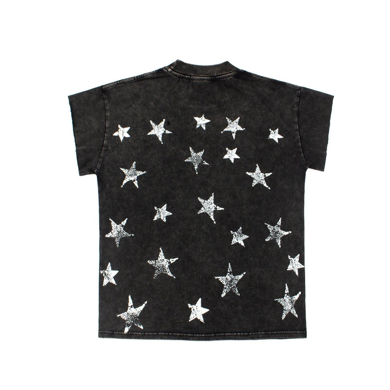 High Street Men's Satoshi Nakamoto T-shirt Rock Hip-hop Style Stars Letter Print Retro Washed Distressed Short-sleeved T Shirt - Matrix-studios.com