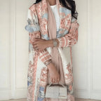 Fold Elegant Vintage Print Open Front  Miyake Abaya, Lightweight Flowy Loose Fit Women's Modest Fashion Long Kimono Cardigan - Matrix-studios.com