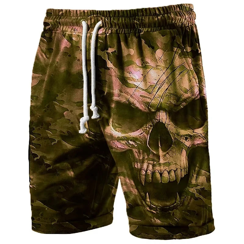 Fashion Horror Skull Pattern Beach Shorts For Men Fashion Summer 3D Printed Swim Trunks Loose Streetwear Hip Hop Short Pants