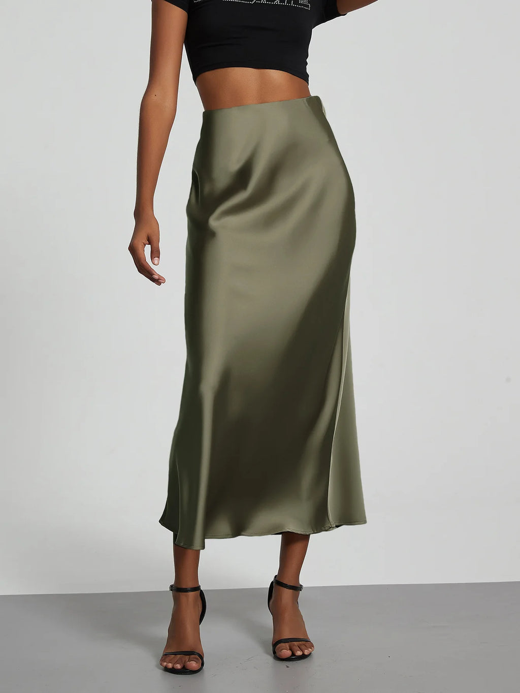 21 Colors New 2026 Women's Elegant High Waist Satin Long Skirts Female Summer Solid Color Faldas - Matrix-studios.com