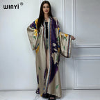 WINYI 2022 africa Boho Printed Long Kimono Dress Bikini Wrap Cover-ups Women Summer Clothes Beach Wear Swim Suit Cover Up kaftan - Matrix Studios