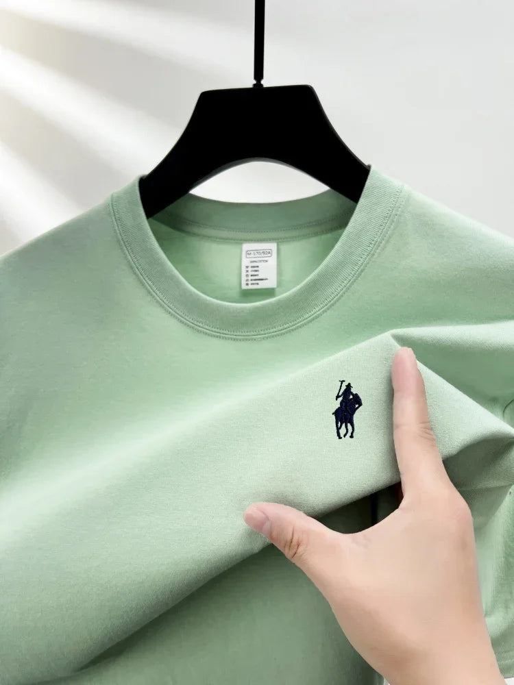 100% pure cotton short sleeve round neck men's T-shirt hot selling luxury brand summer exquisite pony embroidery breathable top - Matrix Studios