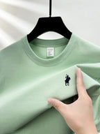 100% pure cotton short sleeve round neck men's T-shirt hot selling luxury brand summer exquisite pony embroidery breathable top - Matrix Studios