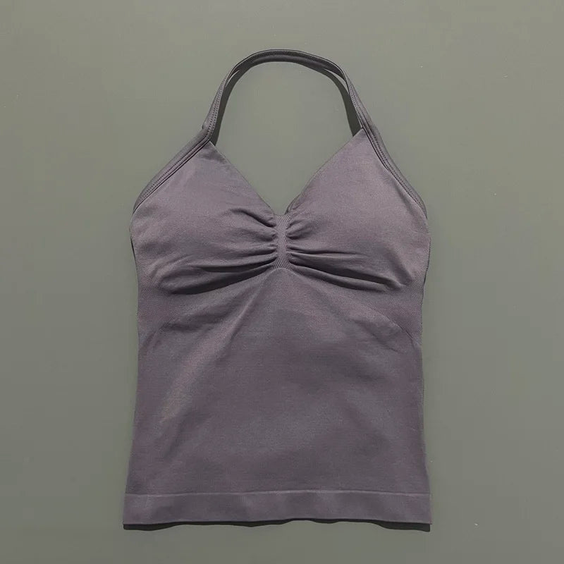 Women Solid Color Yoga Sports Tank Top Sleeveless Quick Dry Breathable Elastic Slim Fit Gym Workout Running Fitness Soft Skin - Matrix-studios.com