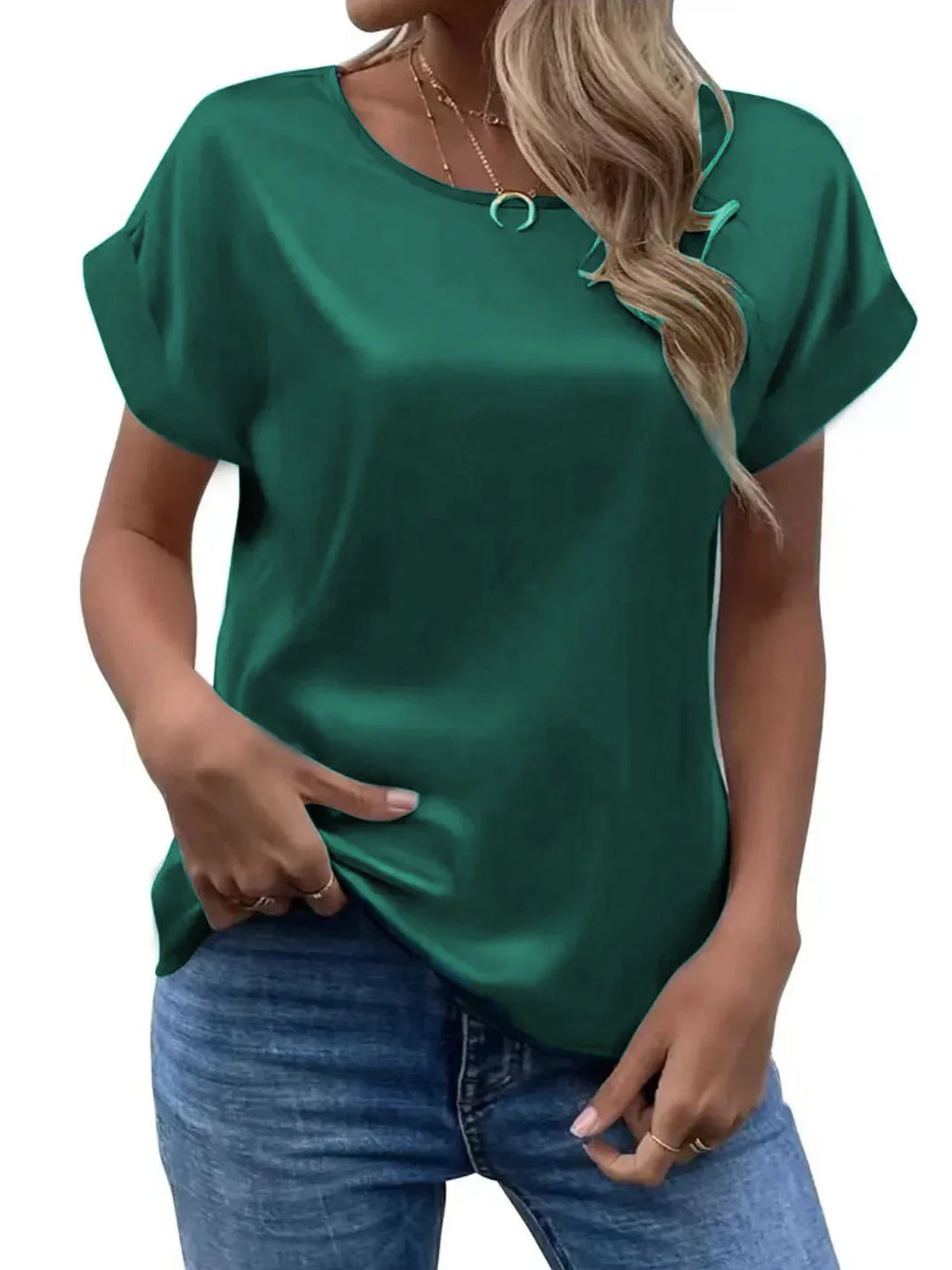 Women Summer Style Satin Blouses Shirts Lady Casual Bat wing Sleeve O-Neck Solid Color Loose Blusas Tops - Matrix-studios.com