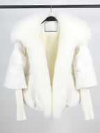 Loose Natural Real Fox Fur Collar Coat Thick New European Fashion White Duck Down Jacket Winter Women Warm Luxury Outerwear - Matrix Studios