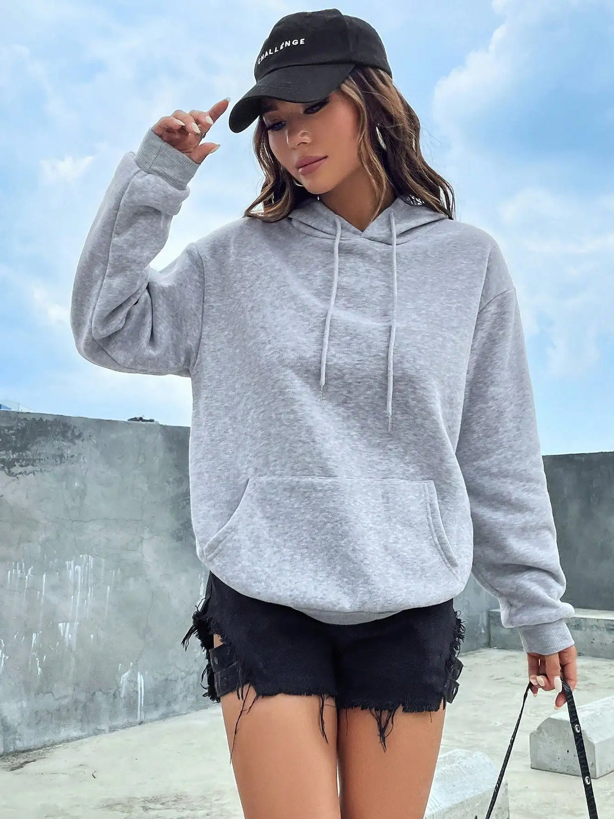 Solid Color Casual Hoodie For Female Pocket Creative Hoody All-Match Street Clothes Womens Fleece Unisex Pullovers - Matrix Studios
