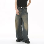 IEFB Summer Men's Denim Pants Old Blue Washed Male Jeans Straight Casual Menwear Loose Wide Leg Trousers New Fashion 9C354 - Matrix Studios