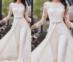 Elegant White Jumpsuit Women Overalls Long One Piece Strapless Slash Neck Feather Y2k Sexy Wedding Party Night Evening Rompers - Matrix Studios