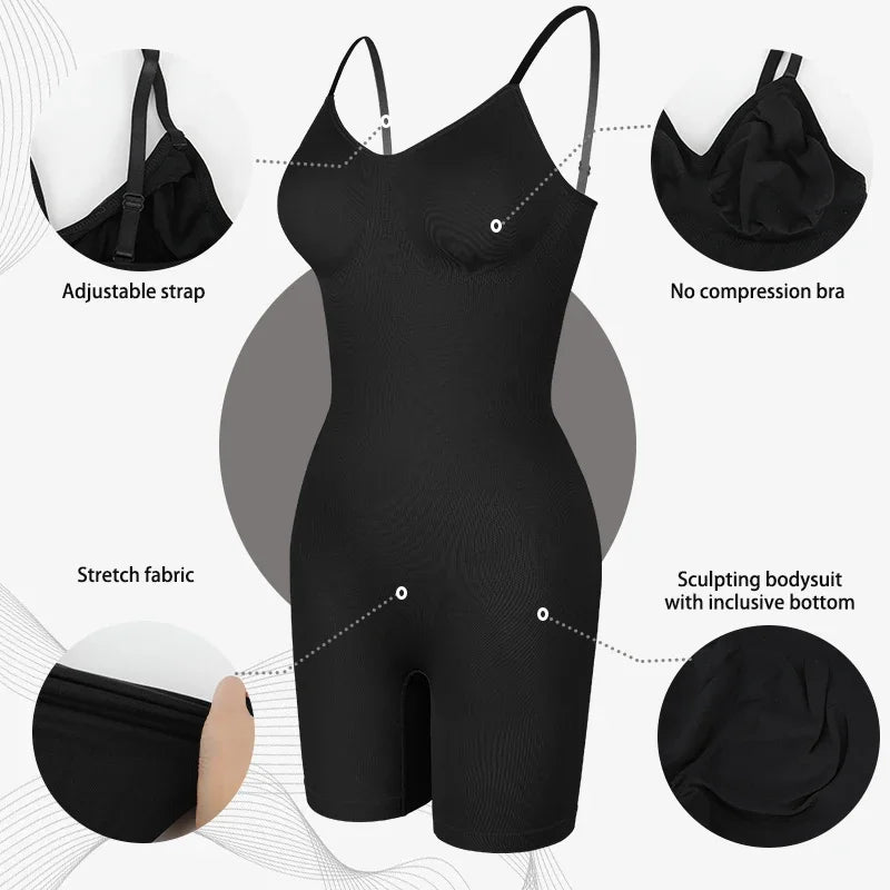 New Bodysuit Shapewear Women Tank Top Tummy Control Full Body Shaper Anti Chafing Shorts Slimming Waist Trainer Butt Lifter - Matrix-studios.com