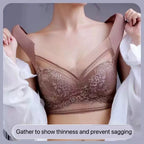 1pcs Women Lace Plus Size Bra Basic Anti Sagging Thin Vest With Padded Female Brassier Lady Ice Silk Seamless Comfort Breath Bra - Matrix Studios