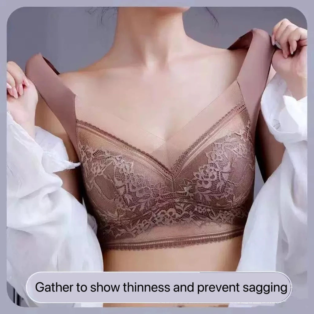 1pcs Women Lace Plus Size Bra Basic Anti Sagging Thin Vest With Padded Female Brassier Lady Ice Silk Seamless Comfort Breath Bra - Matrix Studios