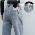 Cargo Jeans Women 2024 Spring and Autumn Korean Version of High Waist Pants Loose Slimming Straight Leg Bundle Haren Pants Tide - Matrix-studios.com