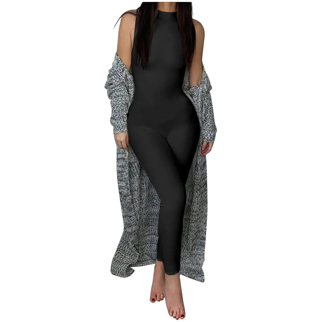 Pencil Jumpsuit Women New Full Seasons Casual Fitness Sporty Playsuit Sleeveless Slim Activewear All In One Jumpsuit Clothing - Matrix Studios