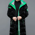 New Winter Jacket Men's Long Luxury Business Thickened Down Cotton Warm Parkas Men's Street Snow Cold-proof Hooded Padded Coat - Matrix Studios